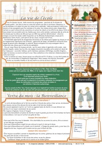 Lettre 35 - Septembre 2021 - Ecole Saint-Ser - page1